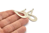 Silver Drop Charm, 6 Antique Silver Plated Brass Drop Charms With 1 Loop, Earrings, Findings (35x15x0.80mm) D1128