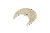 Gümüş Ay Tılsımı, 2 Delikli 10 Dokulu Antik Gümüş Kaplama Pirinç Boynuz Tılsımı (25x12x0,50 mm) D1140 H0312