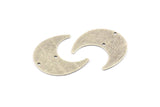 Gümüş Ay Tılsımı, 2 Delikli 10 Dokulu Antik Gümüş Kaplama Pirinç Boynuz Tılsımı (25x12x0,50 mm) D1140 H0312