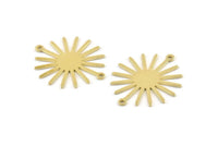 Brass Sun Charm, 12 Raw Brass Sun Connectors With 2 Loops, Pendants (29x25x0.80mm) A1724 M01655