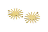 Brass Sun Charm, 12 Raw Brass Sun Connectors With 2 Loops, Pendants (29x25x0.80mm) A1724 M01655