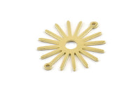 Brass Sun Charm, 12 Raw Brass Sun Connectors With 2 Loops, Pendants (29x25x0.80mm) A1726 M01641