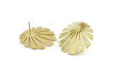 Brass Sun Earring, 2 Raw Brass Rising Sun Flag Stud Earrings (29x28x1.2mm) N1426