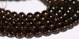 Chocolate Smoky Quartz 8 Mm  Round Gemstone Beads 15.5 Inc G90 T032