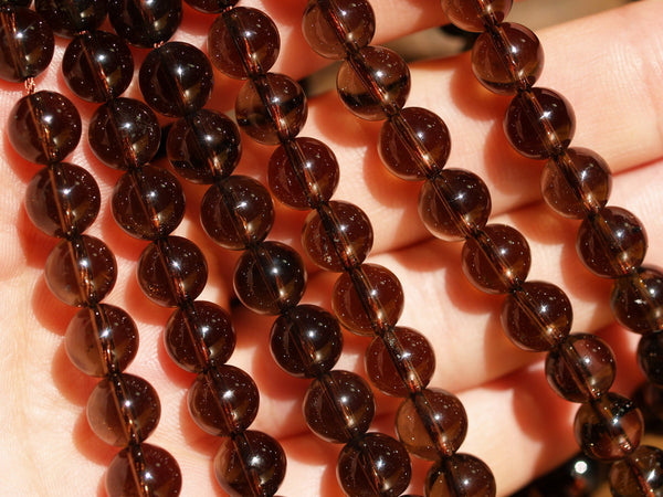 Chocolate Smoky Quartz 8 Mm  Round Gemstone Beads 15.5 Inc G90