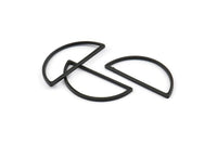 Black Half Moon, 25 Oxidized Black Brass Semi Circle Connectors (12x26x1mm) A1709 S1091