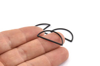 Black Half Moon, 25 Oxidized Black Brass Semi Circle Connectors (12x26x1mm) A1709 S1091