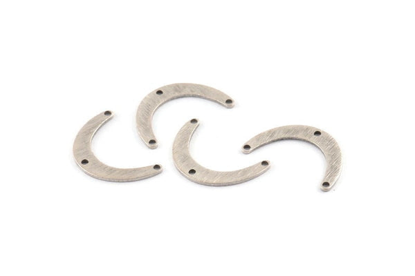 Silver Boomerang Charm, 12 Textured Antique Silver Plated Brass Boomerang Connectors With 3 Holes (20x13x4x0.80mm) D1531