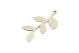 Silver Leaf Charm, 12 Antique Silver Plated Brass Leaf Charms With 1 Loop, Findings (35x19x0.50mm) A1385 H0469