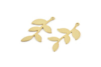 Gold Leaf Charm, 6 Gold Plated Brass Leaf Charms With 1 Loop, Findings (35x19x0.50mm) A1385 Q1118