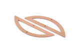 Semi Circle Blank, 6 Raw Copper Half Moon Charms With 2 Holes, Stamping Blanks (51x15x0.70mm) M896