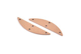 Semi Circle Blank, 6 Raw Copper Half Moon Charms With 3 Holes, Stamping Blanks (37x8x0.70mm) M915