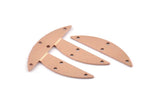 Semi Circle Blank, 6 Raw Copper Half Moon Charms With 3 Holes, Stamping Blanks (37x8x0.70mm) M915