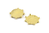 Brass Round Charm, 2 Textured Raw Brass Round Charms With 1 Hole, Blanks (19x1.2mm) N1423