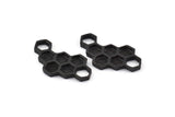 Black Honeycomb Charm, 2 Oxidized Black Brass Honeycomb Pendants, Charms, Findings (33x18x2.4mm) U114