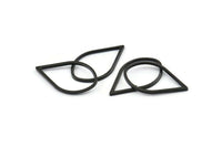 Black Drop Connector, 24 Oxidized Black Brass Drop Connectors (23x14x1mm) A1699 S1088
