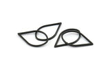 Black Drop Connector, 24 Oxidized Black Brass Drop Connectors (23x14x1mm) A1699 S1088