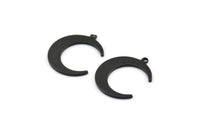 Black Moon Pendant, 12 Oxidized Black Brass Moon Pendants With 1 Loop (20x17x1mm) D0567 S1159
