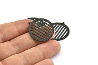 Black Round Charm, 6 Oxidized Black Brass Round Charms With 1 Loop (27x25x0.60mm) D1389