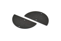 Semi Circle Charm, 4 Textured Oxidized Black Brass Half Moon Blanks With 2 Holes (30x15x0.80mm) D1392 S1139