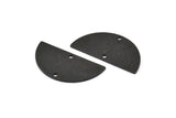Semi Circle Charm, 4 Textured Oxidized Black Brass Half Moon Blanks With 2 Holes (30x15x0.80mm) D1392 S1139