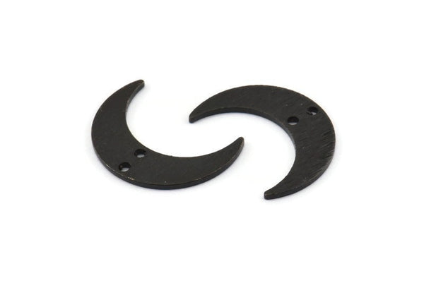 Black Moon Charm, 12 Textured Oxidized Black Brass Crescent Moon Charms With 2 Holes (21x6x1mm) D1386 S1192