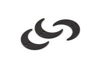 Black Moon Charm, 12 Textured Oxidized Black Brass Crescent Moon Charms With 2 Holes (21x6x1mm) D1386 S1192