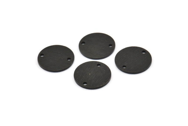 Black Cabochon Tag, 6 Textured Oxidized Black Brass Cabochon Tags With 2 Holes, Connectors (15x1mm) D1374 S1210