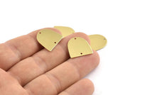 Brass D Shape,  24 Raw Brass D Shape Charms With 2 Holes, Brass Blanks (16x17x0.50mm) M1044