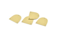 Brass D Shape,  24 Raw Brass D Shape Charms With 3 Holes, Brass Blanks (16x17x0.50mm) M1045
