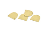 Brass D Shape,  24 Raw Brass D Shape Charms With 3 Holes, Brass Blanks (16x17x0.50mm) M1045