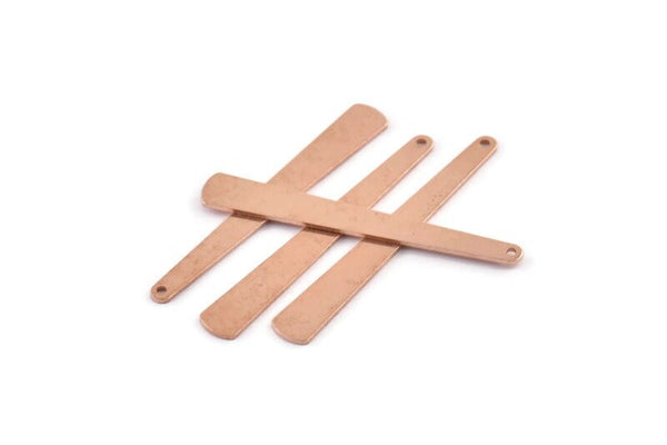 Copper Necklace Bar, 12 Raw Copper Stick Charms With 1 Hole (43x6x3x0.80mm) M1018