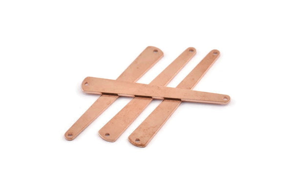 Bakır Kolye Çubuğu, 2 Delikli 12 Ham Bakır Çubuk Tılsımı (43x6x3x0,80 mm) M1021