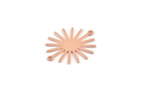 Copper Sun Charm, 12 Raw Copper Sun Connectors With 2 Loops, Pendants (29x25x0.80mm) M1059