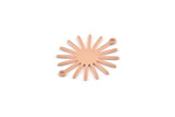 Copper Sun Charm, 12 Raw Copper Sun Connectors With 2 Loops, Pendants (29x25x0.80mm) M1059
