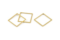 Brass Square Charm, 24 Raw Brass Square Connectors (20x1mm) A1732
