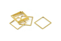 Brass Square Charm, 24 Raw Brass Square Connectors (20x1mm) A1732