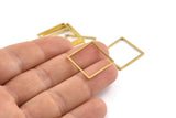 Brass Square Charm, 24 Raw Brass Square Connectors (20x1mm) A1732
