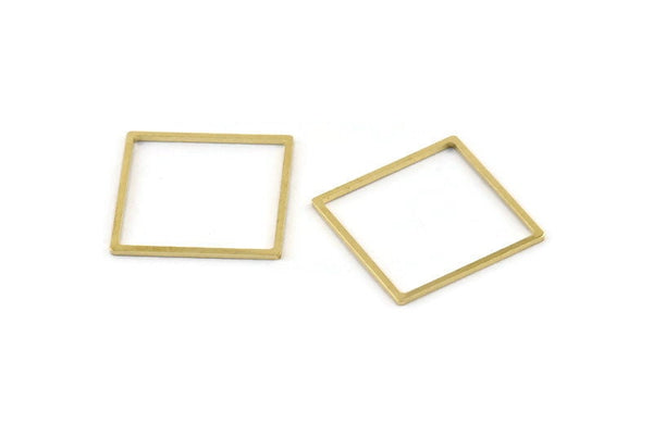 Brass Square Charm, 24 Raw Brass Square Connectors (22x1mm) A1733