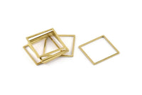 Brass Square Charm, 24 Raw Brass Square Connectors (22x1mm) A1733