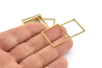 Brass Square Charm, 24 Raw Brass Square Connectors (22x1mm) A1733