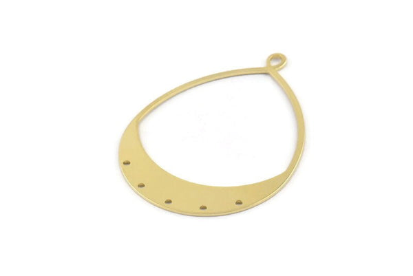 Brass Drop Charm, 4 Raw Brass Drop Charms With 1 Loop And 5 Holes, Pendants (49x36x0.80mm) M1011