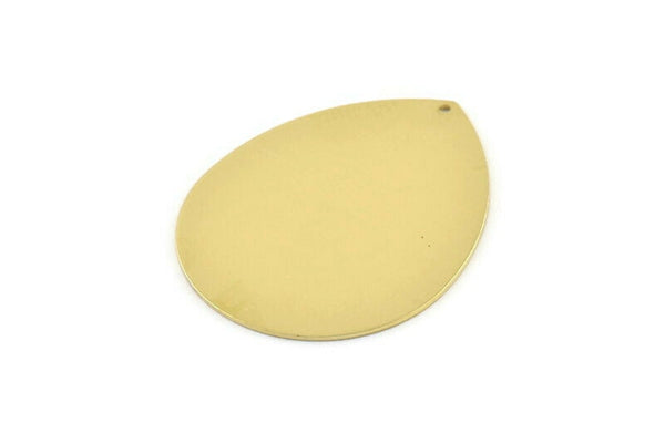Brass Drop Charm, 2 Raw Brass Drop Charms With 1 Hole, Findings (45x36x0.80mm) M1000