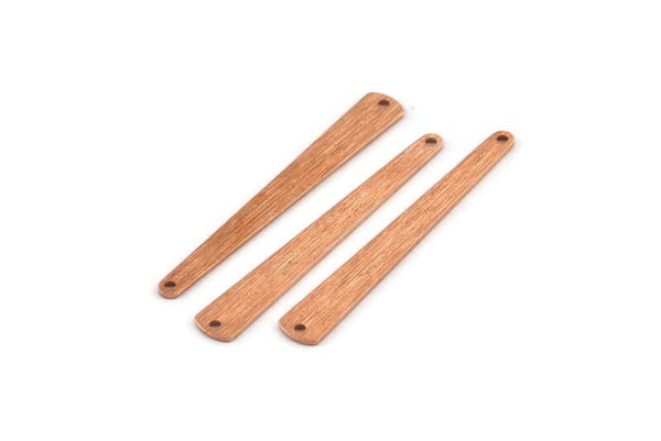Bakır Kolye Çubuğu, 2 Delikli 12 Dokulu Ham Bakır Çubuk Tılsımı (43x6x3x0,80 mm) M1025
