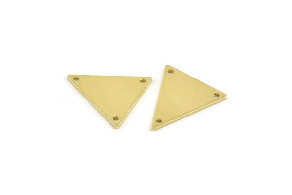 Brass Triangle Charm, 6 Raw Brass Triangle Charms With 3 Holes (19x18x1mm) M01104