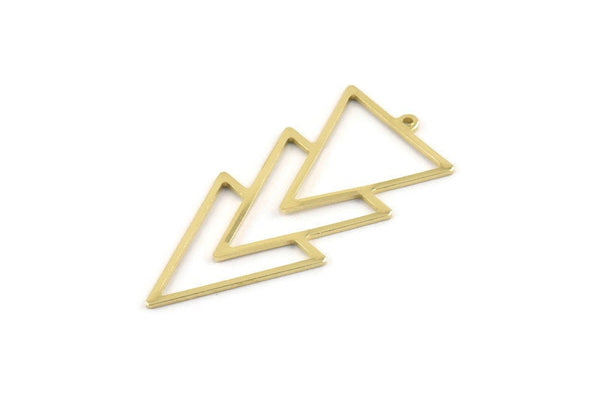 Brass Triangle Charm, 6 Raw Brass Triangle Charms With 1 Loop (49x21x1mm) M01126