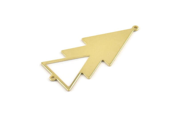 Brass Triangle Charm, 6 Raw Brass Triangle Charms With 2 Loops (51x21x1mm) M01116