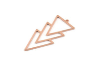 Copper Triangle Charm, 4 Raw Copper Triangle Charms With 1 Loop (49x21x1mm) M1094