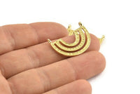 Pirinç Charm, 4 Ham Pirinç, Pirinç Kolye Uçları, Charm Kolye Uçları, 2 Döngülü Pirinç Yarım Daire Charmlar (26x19x1,2 mm) N1450