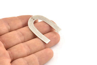 Silver Geometric Charm, 6 Antique Silver Plated Brass U Shaped Pendants With 2 Holes (35x27x0.50mm) E015 H0864